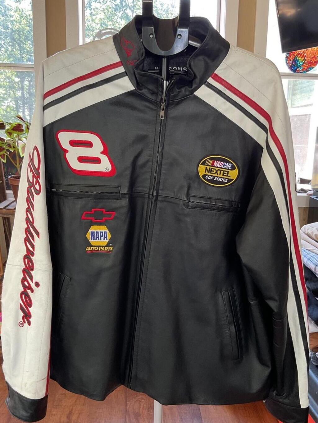 Vtg Wilsons Leather Chase Authentics Nascar Earnhardt Jr 8 Budweiser Jacket Xl